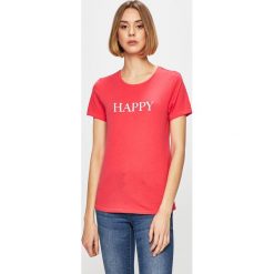 Only - Top. Różowe bluzki damskie marki ONLY, s, z nadrukiem, z elastanu, casualowe, z okrągłym kołnierzem, z krótkim rękawem. Za 39,90 zł.