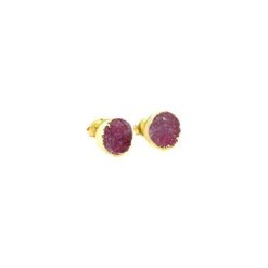 Earrings Druzy Agatu Fuksja złoto. Różowe kolczyki damskie marki Brazi druse jewelry, z agatem, złote, na sztyftcie. Za 170,00 zł.