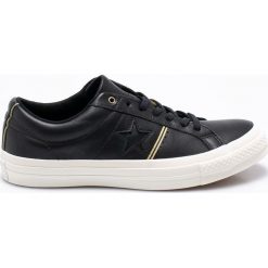Converse - Tenisówki. Czarne trampki i tenisówki damskie marki Converse, ze skóry, na sznurówki. W wyprzedaży za 199,90 zł.