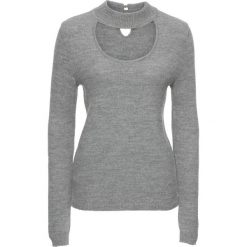 Sweter ze stójką bonprix jasnoszary melanż. Szare golfy damskie bonprix, melanż. Za 89,99 zł.