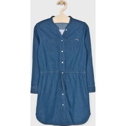 Guess Jeans - Sukienka dziecięca 118-175 cm. Niebieskie sukienki dziewczęce Guess Jeans, z aplikacjami, z bawełny, casualowe, z długim rękawem, długie, mini, rozkloszowane. W wyprzedaży za 139,90 zł.