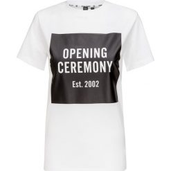 T-shirt OPENING CEREMONY. Białe bluzki damskie Opening Ceremony, z nadrukiem, z bawełny, z okrągłym kołnierzem. W wyprzedaży za 234,00 zł.