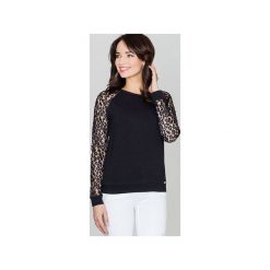 Bluzka K329 Czarny. Czarne bluzki damskie Lenitif, xl, w koronkowe wzory, z koronki, bez kołnierzyka, bez rękawów. Za 129,00 zł.