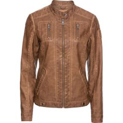 Kurtka ze sztucznej skóry z efektem wytarcia bonprix koniakowy. Pomarańczowe kurtki damskie bonprix, z aplikacjami, ze skóry, bez kaptura. Za 219,99 zł.