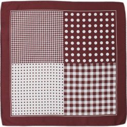 Stylowa, Męska Poszetka CHATTIER - Cztery Wzory, Bordo, Biel POSZCH0256. Poszetki męskie Chattier, bez wzorów, z materiału, eleganckie. Za 27,00 zł.