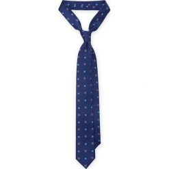 KRAWAT GRANATOWY W KWIATKI. Niebieskie krawaty męskie LANCERTO, w kwiaty, z jedwabiu, eleganckie. Za 139,90 zł.