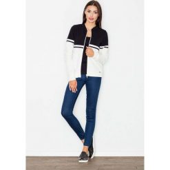 Bluzy damskie: Czarna Bluza na Stójce z Kontrastowymi Pasami