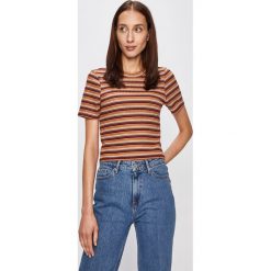 Only - T-shirt. Pomarańczowe bluzki damskie ONLY, s, bez wzorów, z elastanu, z okrągłym kołnierzem. W wyprzedaży za 49,90 zł.