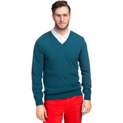 Sweter FABRIZIO SWZR000108. Niebieskie swetry męskie Giacomo Conti, m, bez wzorów, z wiskozy, bez kołnierzyka, bez kaptura. Za 229,00 zł.