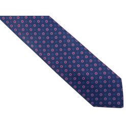 Granatowy krawat męski w czerwone kwiaty D245. Czerwone krawaty męskie Modini Moda Męska, na co dzień, w kwiaty, z tkaniny, casualowe. W wyprzedaży za 49,50 zł.