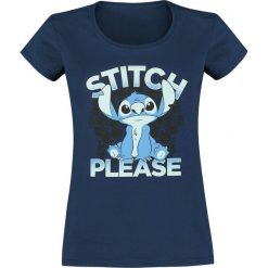 Lilo & Stitch Stitch - Please Koszulka damska granatowy. Niebieskie koszulki damskie marki Lilo & Stitch, l, z nadrukiem, z okrągłym kołnierzem. Za 74,90 zł.