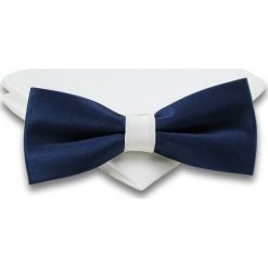 Granatowo-Biała Mucha i Biała Poszetka, Męska MUALTS0069. Niebieskie muszki męskie Alties, na imprezę, w paski, eleganckie. Za 40,00 zł.