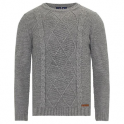 Sweter w kolorze szarym. Szare swetry klasyczne męskie Jimmy Sanders, m, ze splotem, z okrągłym kołnierzem. W wyprzedaży za 99,95 zł.