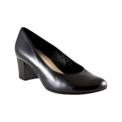 Buty ślubne damskie: Skórzane czółenka w kolorze czarnym