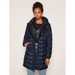 Płaszcz zimowy Desigual Lena 20WWEW35. Niebieskie płaszcze damskie Desigual, na zimę, xxl, bez wzorów, ze lnu. Za 799,00 zł.
