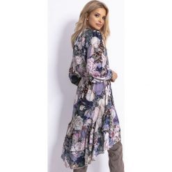 Sukienka F797. Sukienki damskie Fobya, s, w kwiaty, z gumy, ze stójką, bez rękawów, asymetryczne. Za 170,99 zł.