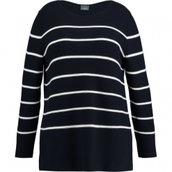 Swetry klasyczne damskie: Persona by Marina Rinaldi AFRICA Sweter navy/white