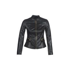 Kurtki skórzane Guess FANNIE. Czarne kurtki damskie Guess, s, bez wzorów, bez kaptura. Za 609,00 zł.