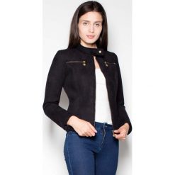 Czarna Krótka Kurtka Damska z Niską Stójką. Czarne kurtki damskie marki Molly.pl, l, z tkaniny. Za 151,90 zł.