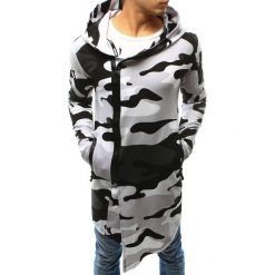 Bluzy męskie: Bluza męska rozpinana z kapturem camo czarno-białe (bx3237)