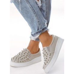 Szare Slip On Power Rock. Szare półbuty damskie Born2be, bez wzorów, rockowe, bez obcasa, bez zapięcia. W wyprzedaży za 39,99 zł.