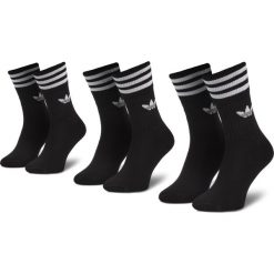 Zestaw 3 par wysokich skarpet unisex adidas - Solid Crew Sock S21490 Black/White. Czarne skarpetki damskie Adidas, bez wzorów, z elastanu. Za 54,95 zł.