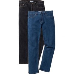 Dżinsy ze stretchem Regular Fit Straight (2 pary) bonprix niebieski + czarny. Niebieskie jeansy męskie bonprix, na co dzień, m, bez wzorów, z jeansu. Za 179,98 zł.