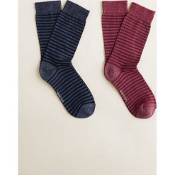 Mango Man - Skarpety Mouline (2-pack). Niebieskie skarpetki męskie marki Mango Man, bez wzorów, z elastanu. Za 49,90 zł.