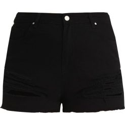 Bermudy damskie: Missguided Plus HIGH WAISTED SHREDDED Szorty jeansowe black