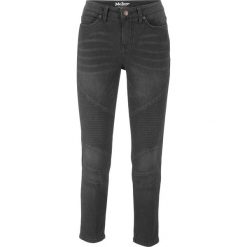 Dżinsy ze stretchem w stylu biker SLIM, 7/8 bonprix szary. Szare jeansy damskie bonprix, bez wzorów, z jeansu. Za 109,99 zł.