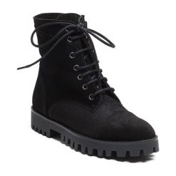 Buty zimowe męskie: Skórzane botki w kolorze czarnym