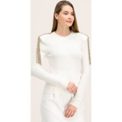 Sweter Patrizia Pepe 2M3772/A5P2-W146. Białe swetry damskie Patrizia Pepe, m, bez wzorów, z elastanu, klasyczne, bez rękawów, bez kaptura. W wyprzedaży za 519,00 zł.
