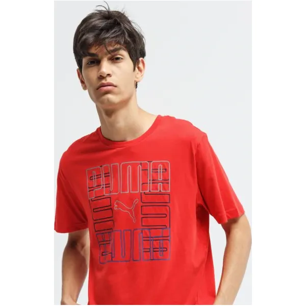 Puma Koszulka Ss Puma Brand Graphic , czerwony, rozmiar M. Czerwone koszulki męskie Puma, m, bez wzorów, z bawełny, eleganckie, bez kołnierzyka, z krótkim rękawem, krótkie. Za 99,99 zł.