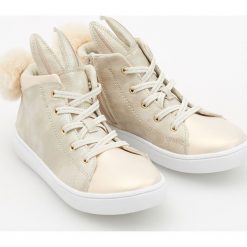 Buty sportowe dziewczęce: Sneakersy z pomponem i uszami – Kremowy