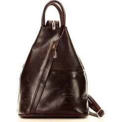 Modny plecak damski ciemny brąz MORENA CLASSIC. Brązowe plecaki damskie marki Vera Pelle, w paski, ze skóry. Za 279,00 zł.