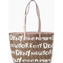 DKNY - Damska dwustronna torba shopper – Pebbl, beżowy. Brązowe torby damskie na zakupy DKNY, z napisami, bez dodatków. Za 399,95 zł.