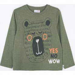 Koszulka. Brązowe t-shirty chłopięce YES NO WOW, z aplikacjami, z dzianiny, z długim rękawem. Za 29,90 zł.