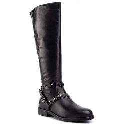 Oficerki TAMARIS - 1-25566-23 Black 001. Czarne kozaki damskie Tamaris, ze skóry ekologicznej, bez obcasa, na obcasie, bez zapięcia. W wyprzedaży za 389,00 zł.