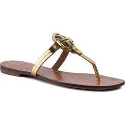 Japonki TORY BURCH - Mini Miller Leather Thong 63253 Gold 701. Żółte klapki damskie Tory Burch, bez wzorów, ze skóry, bez obcasa, na obcasie. Za 769,00 zł.
