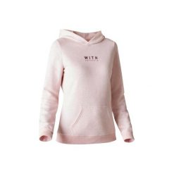 Bluza na zamek z kapturem Gym & Pilates 520 damska. Różowe bluzy damskie z kapturem marki DOMYOS, m, z elastanu. Za 54,99 zł.