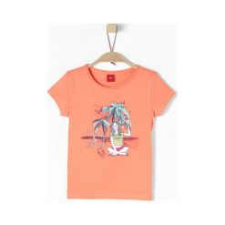 S.Oliver T-Shirt Dziewczęcy 128/134 Pomarańczowy. Pomarańczowe bluzki dziewczęce marki S.Oliver, z nadrukiem, z krótkim rękawem. Za 35,00 zł.
