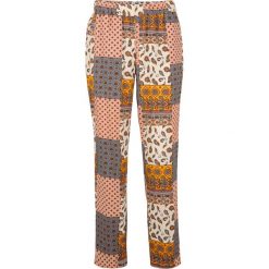 Spodnie chino z wiskozy z szerokimi nogawkami bonprix kremowy z nadrukiem. Białe chinosy damskie bonprix, z nadrukiem, z wiskozy. Za 42,99 zł.