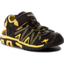 Sandały KANGAROOS - Osato 18185 5028 151 S Jet Black/Sun Yellow. Czarne sandały chłopięce KangaROOS, ze skóry ekologicznej, bez zapięcia. W wyprzedaży za 119,00 zł.