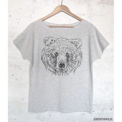 T-shirty damskie: MIŚ koszulka bawełniana szara z nadrukiem