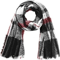 Szal XXL bonprix czerwony kasztanowy - biel wełny - ciemnoniebieski. Czerwone szaliki damskie bonprix, bez wzorów, z wełny. Za 59,99 zł.