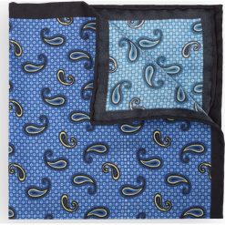 Poszetka Niebieska Paisley. Niebieskie poszetki męskie LANCERTO, paisley, z jedwabiu, klasyczne. Za 99,90 zł.