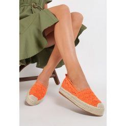 Pomarańczowe Espadryle Alluthia. Pomarańczowe espadryle damskie Renee, bez wzorów, bez obcasa. W wyprzedaży za 89,99 zł.