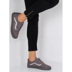 Trampki Vansówki szare. Szare buty sportowe damskie FunKee.pl, z aplikacjami, z tkaniny, klasyczne. Za 67,99 zł.