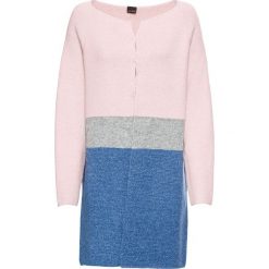 Długi sweter rozpinany bonprix niebiesko-szaro-bladoróżowy melanż. Niebieskie swetry damskie bonprix, bez wzorów, z dzianiny, z długim rękawem, długie, bez kaptura. Za 89,99 zł.