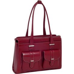 Torba CRISTAL z klamrą, na laptopa ze skóry, czerwona 15,6". Czerwone torby na laptopa Mcklein, w paski, ze skóry, eleganckie. Za 899,00 zł.